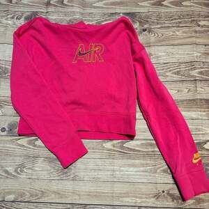 Nike Girls Sportswear Air Cropped Pullover Hoodie Pink size L